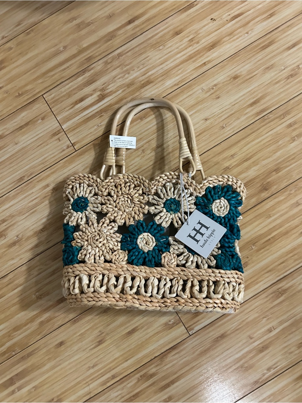 Haute Hippie  Floral Straw Bag